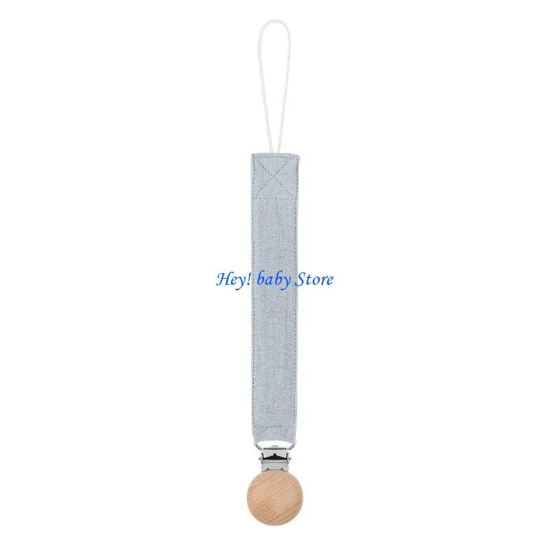 Baby Pacifier Clip Chain Holder | Cotton, Metal & Beech Wood