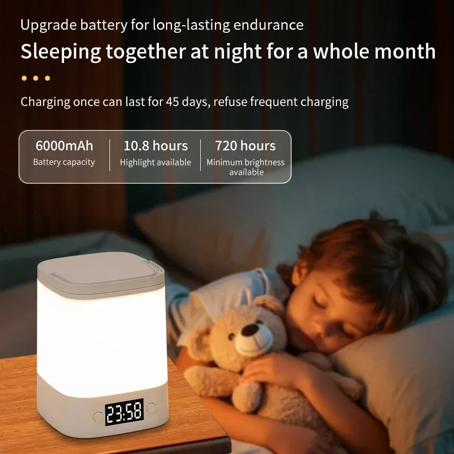 Touch Dimmable LED Night Lamp with Remote Clock Time Display or not Eye Protection Reading Lamp Bedside Night Light Rechargeable Peaceful Pleasures Health and Wellness