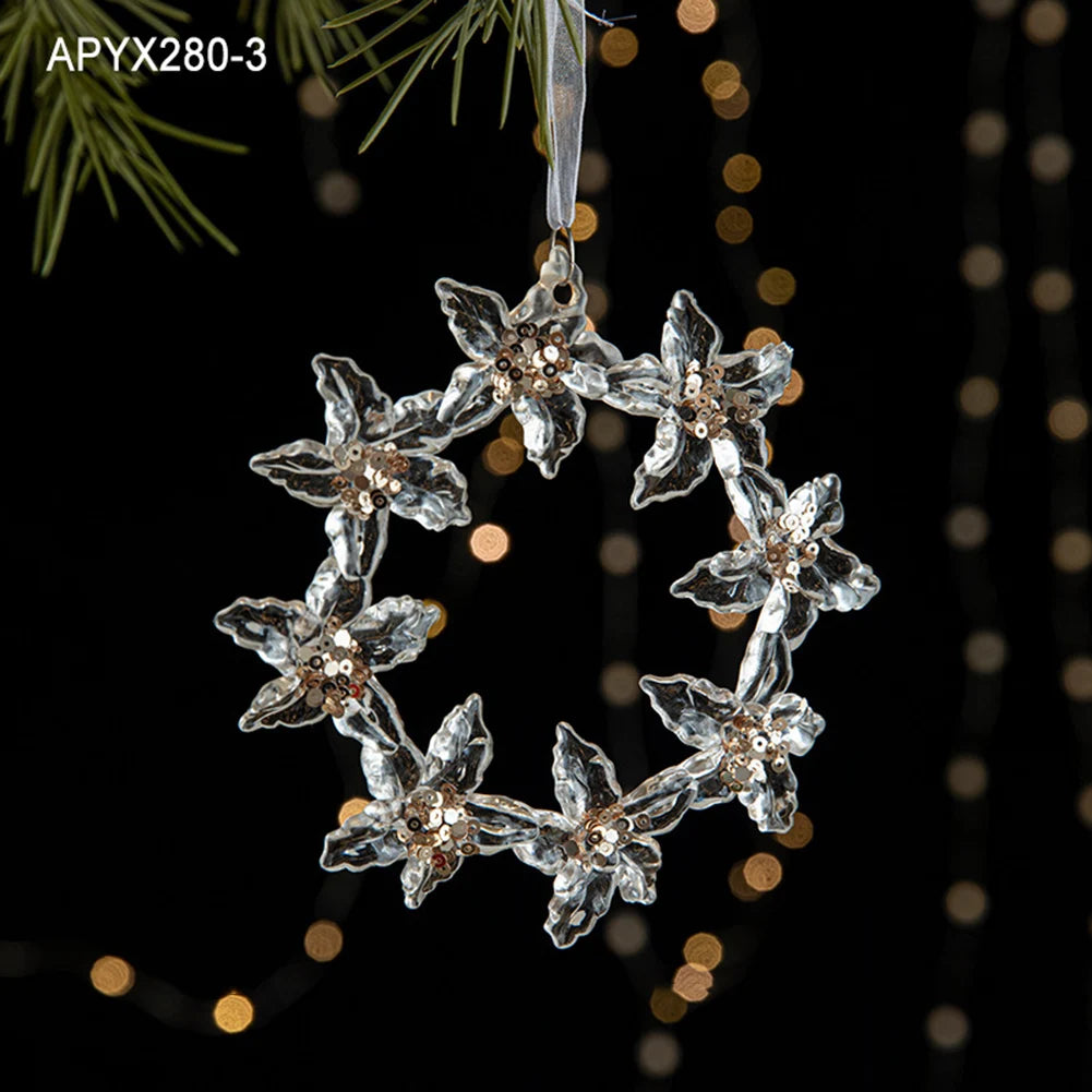 Crystal Acrylic Snowflake Christmas Tree Hanging Ornaments