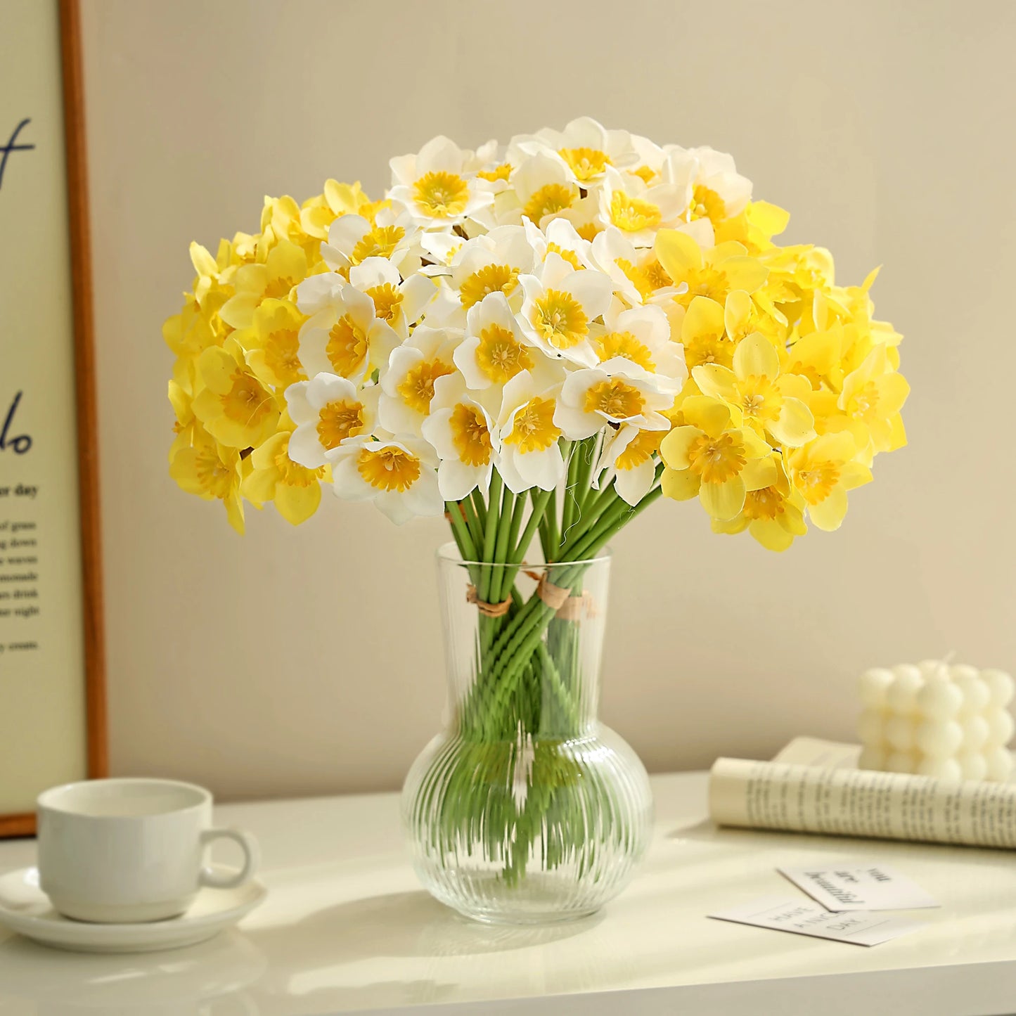 Silk Narcissus Artificial Flower Bouquet for Wedding & Home Decor