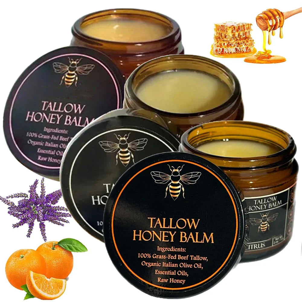 Grass-Fed Beef Tallow & Raw Honey Balm – Natural Moisturizer