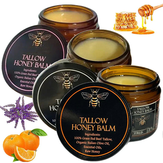 Grass-Fed Beef Tallow & Raw Honey Balm – Natural Moisturizer Natural Skin Balm Oasis Select