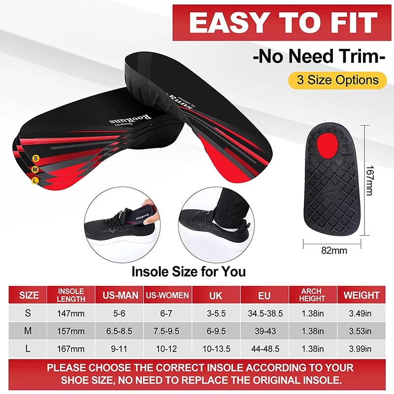RooRuns Plantar Fasciitis 3/4 Length Insoles,High Arch Support ,For Women and Men,Flat Feet ,Walking Pain Relief Peaceful Pleasures Health and Wellness