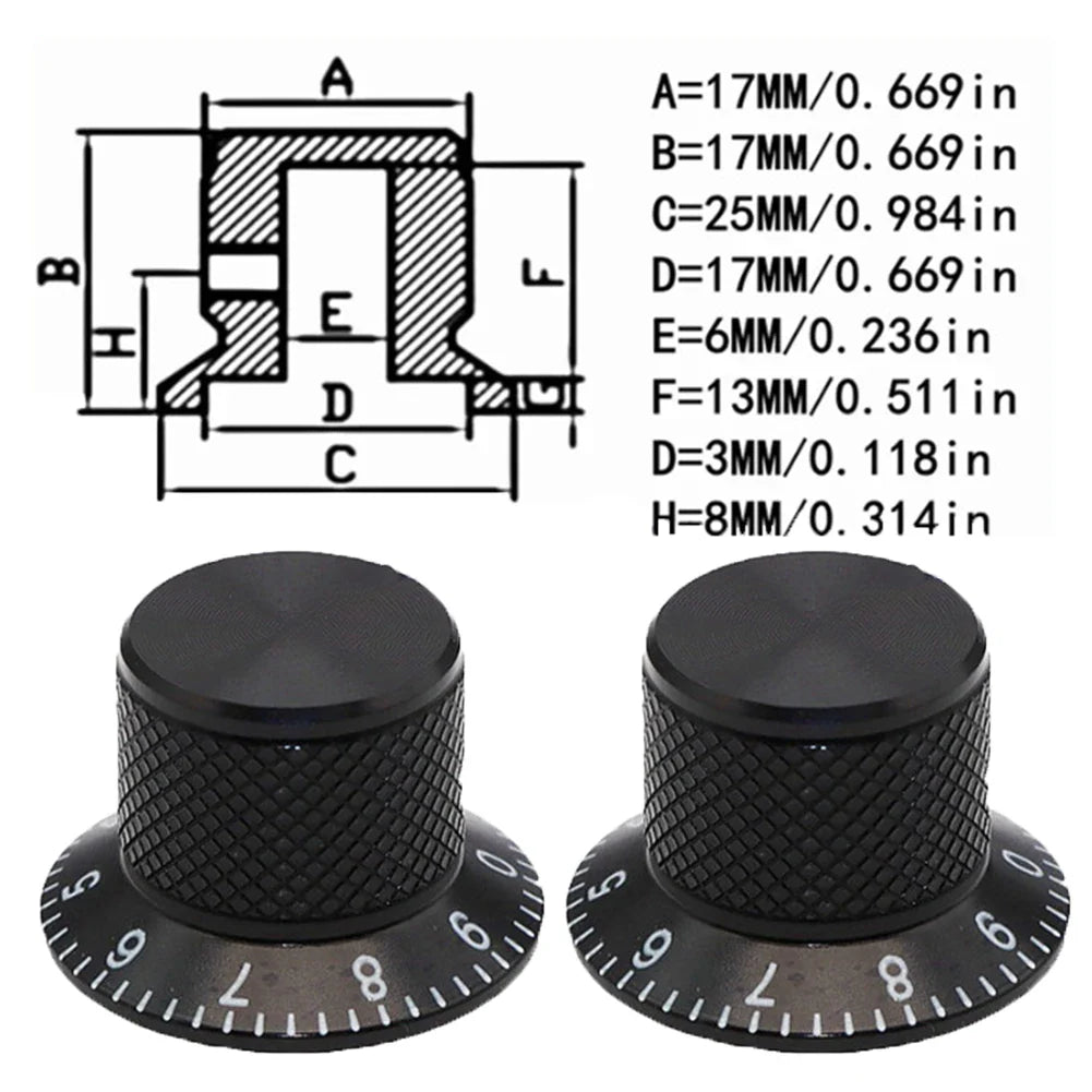 2PCS Aluminum Guitar Potentiometer Knobs – 6mm Screw Fit