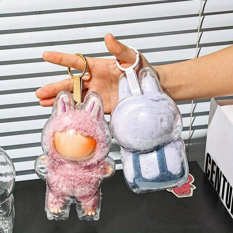 Clear Standing Display Case for Labubu Plush Figure Collector