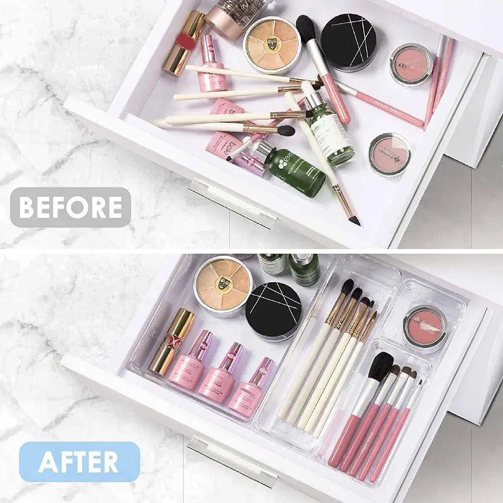 Durable S/M/L/XL/XXL Desktop Storage Box Transparent Sundries Sorting Storage Organizer Drawer Plastic Cosmetics Organizer Boxes Peaceful Pleasures Health and Wellness