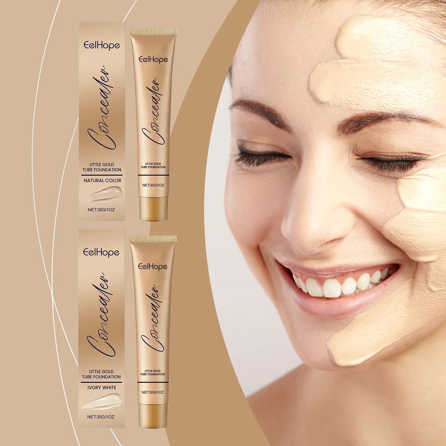 Eelhope 2-in-1 Foundation & Concealer Gold Tube 30ml