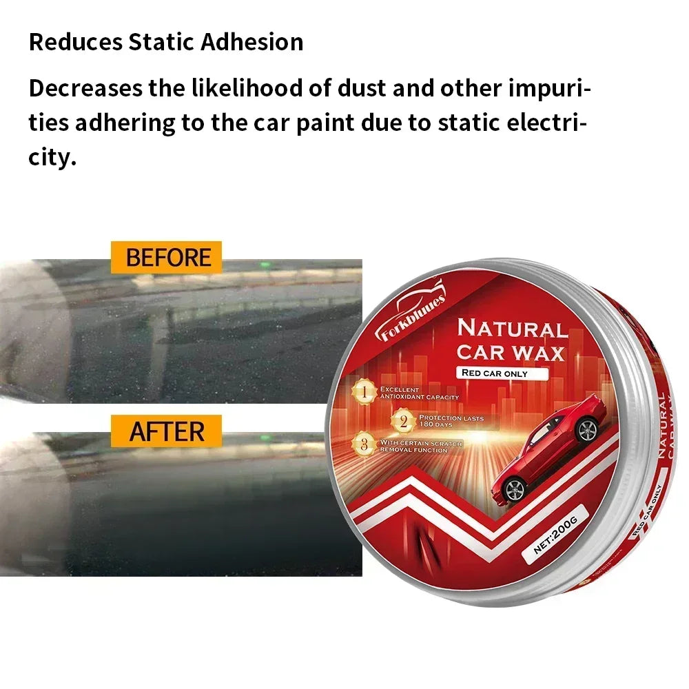Red Color Car Wax Crystal Plating Set Hard Auto Wax Paint Care Coating Tiny Scratch Repair Car Polisher with Sponge Peaceful Pleasures Health and Wellness