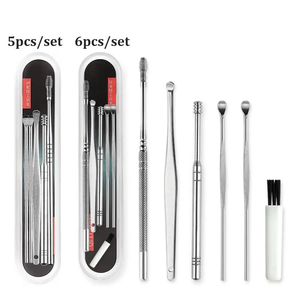 Ear Wax Removal Kit – 5/6pcs Stainless Steel Curette Set Ear Cleaning Kit Peaceful Pleasures Health and Wellness