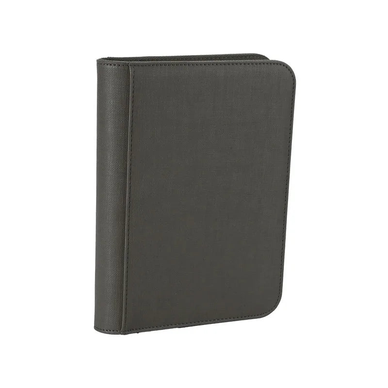 PU Leather 160 Pockets Cards Side Loading Binder TCG Game Zipper Card Album With 4 Sealed Fixed Pockets Pages For MG/PKM/FOW/YGO Peaceful Pleasures Health and Wellness Gray