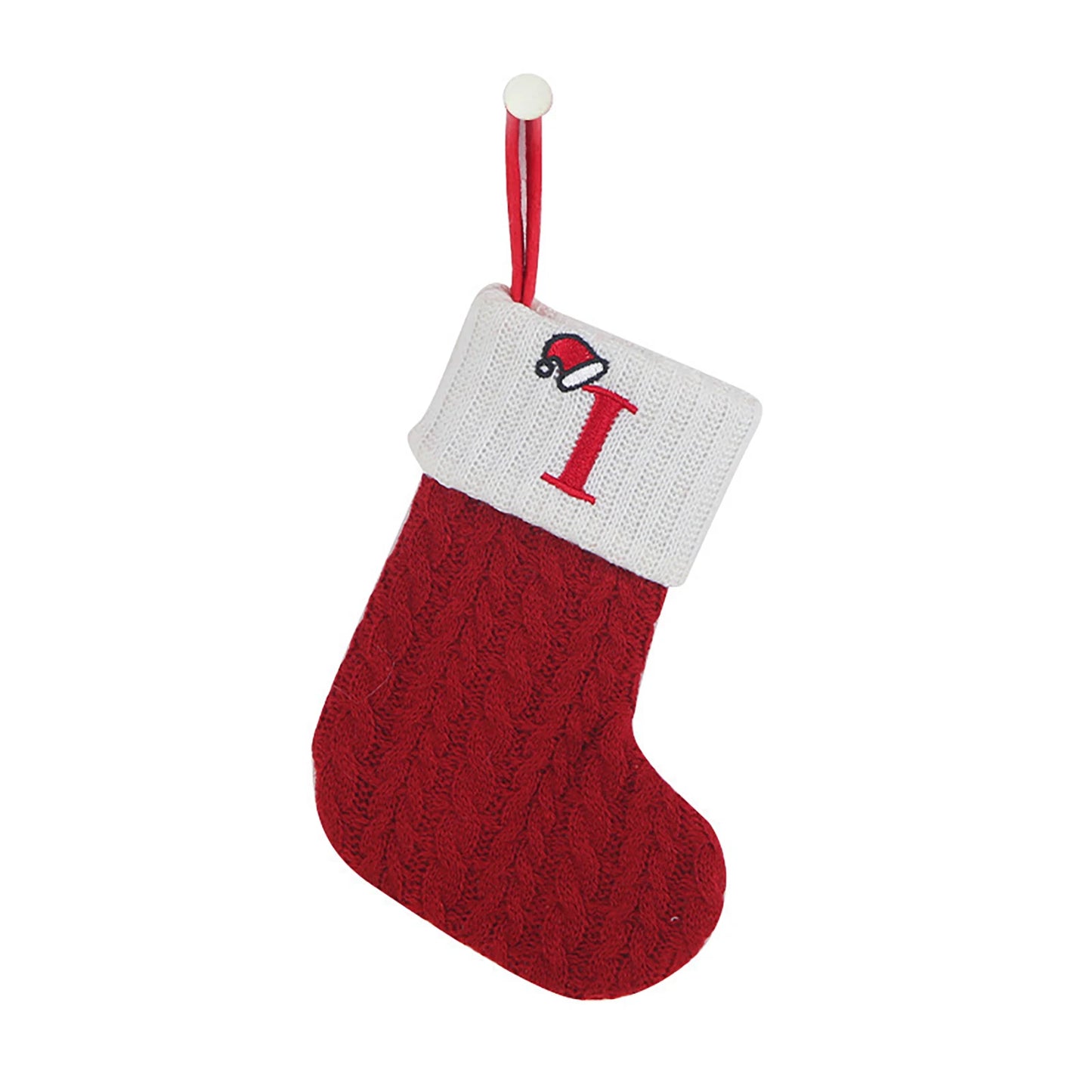 Personalized Knitted Christmas Stocking | Monogram Initial