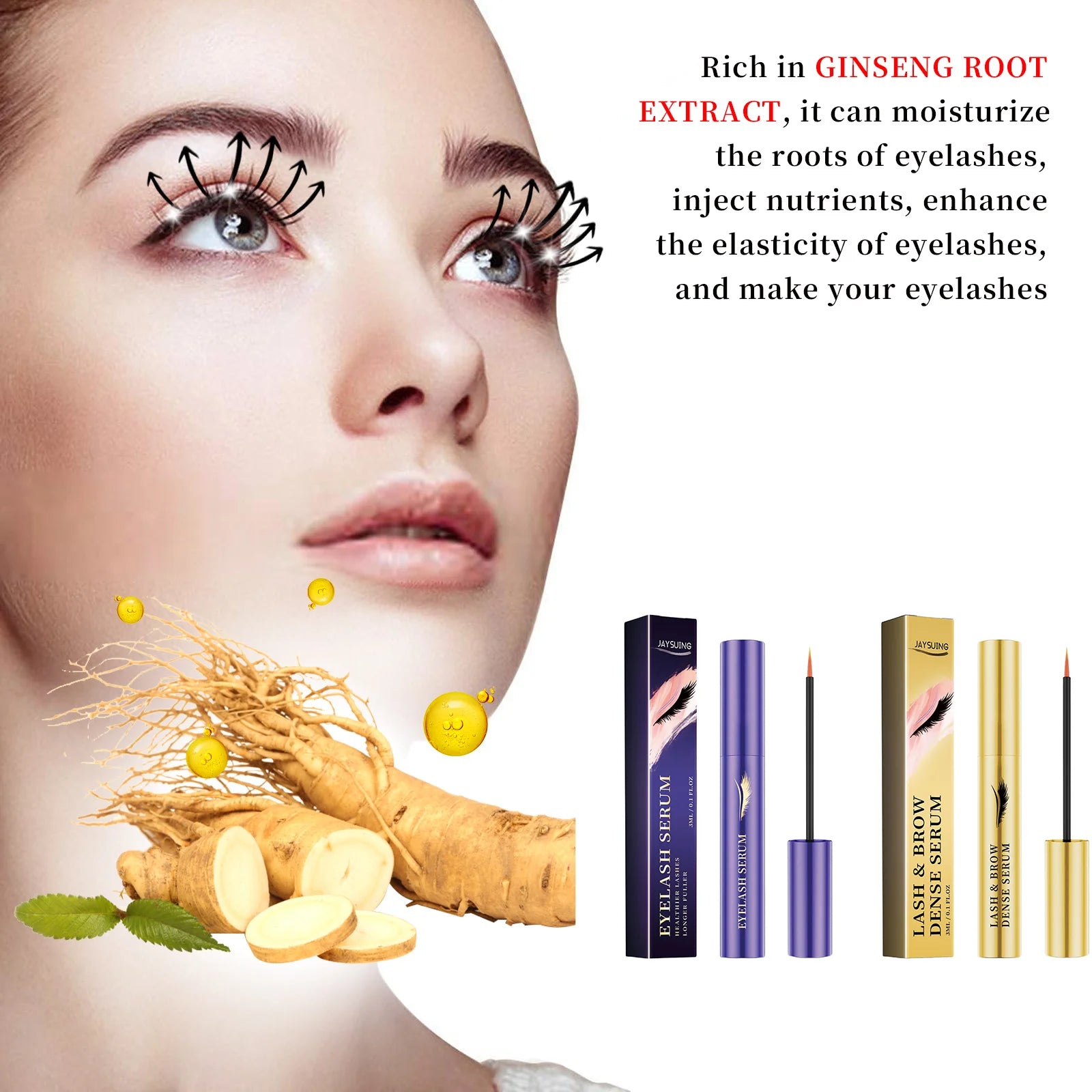 Jaysuing Eyelash Nourish Essence Long Fuller Boost Lengthen Thicken Root Fast Absorb Nourishing Eyelash Eyebrow Dual Care Serum Peaceful Pleasures Health and Wellness