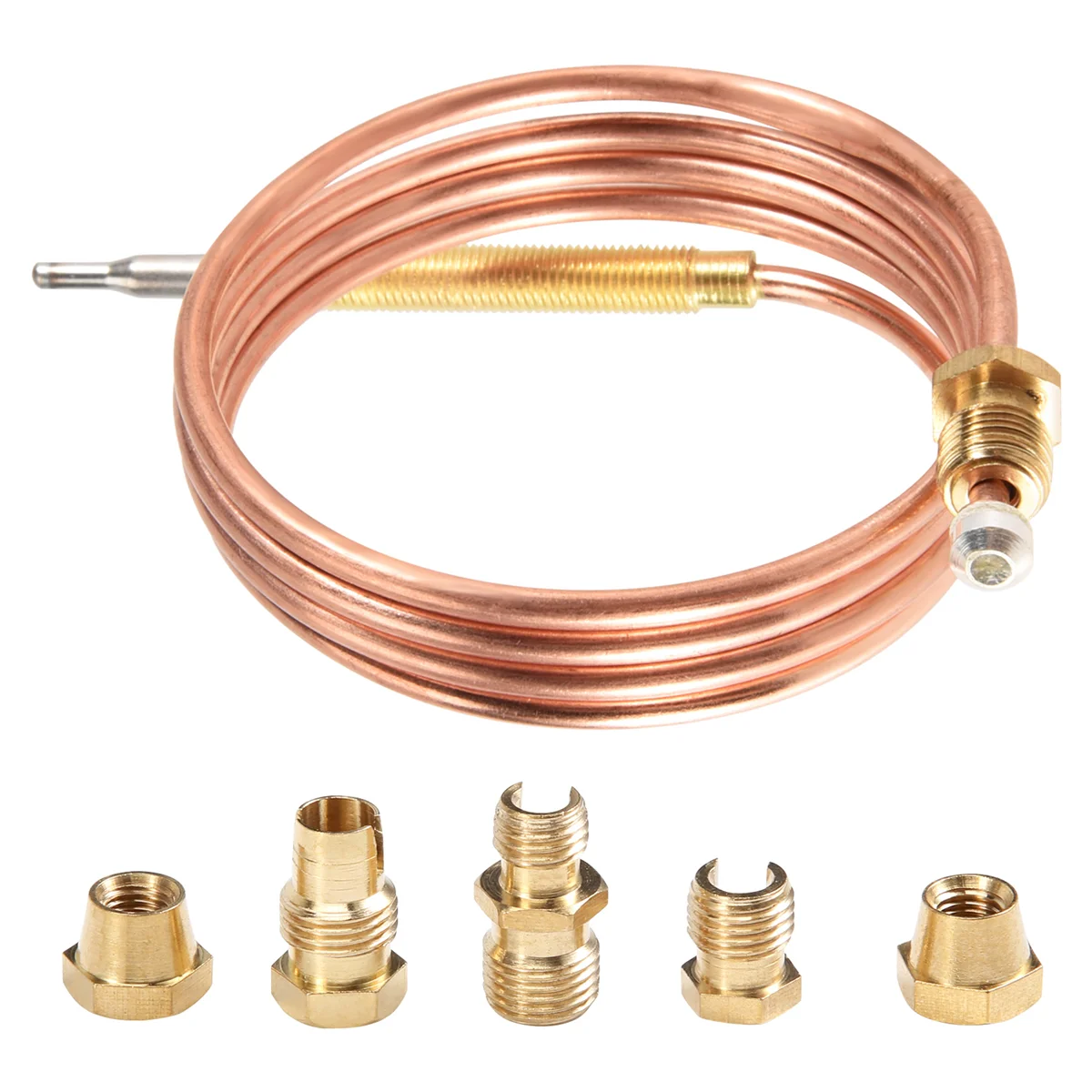 900Mm Gas Stove Universal Thermocouple Kit M6X0.75 With Spilt Nuts (Five) Replacement Thermocouple Peaceful Pleasures Health and Wellness Default Title
