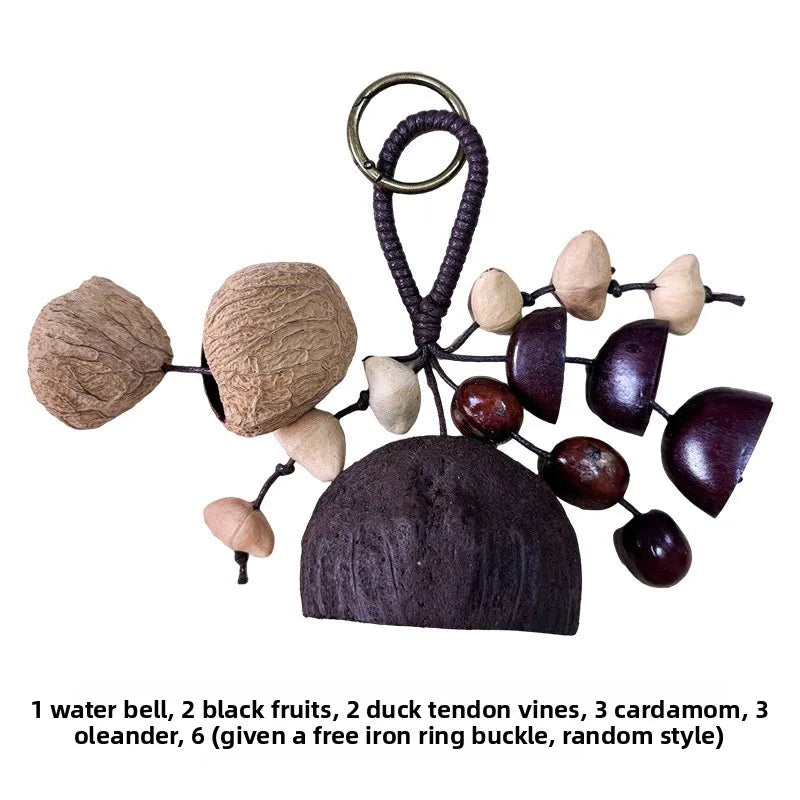 Natural Nut Shell Hand Rattle Wind Chime Pendant Fruit Handbell