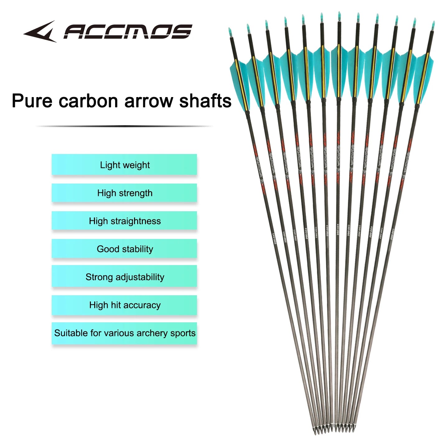 6 Pure Carbon Arrow ID6 Spine 300 350 400 500 600 700 800 4' Turkey