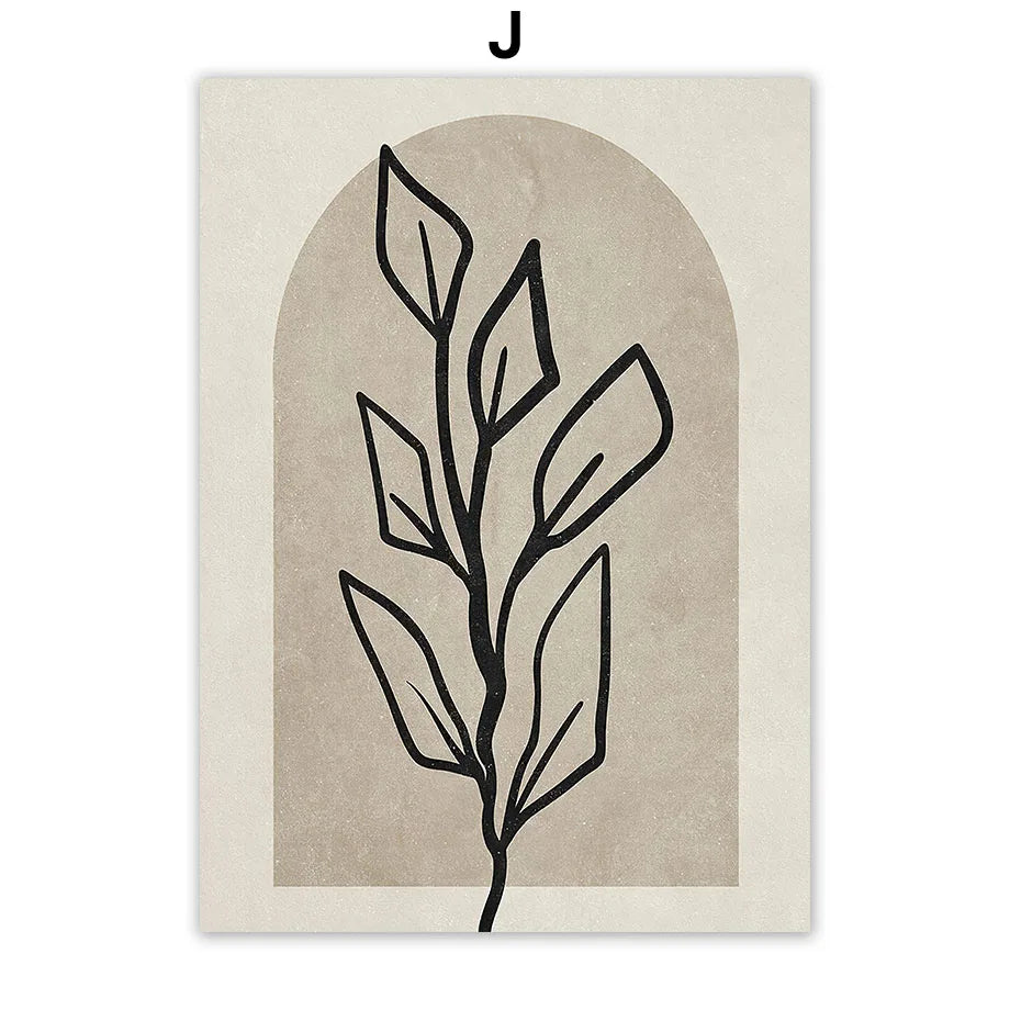 1pc frameless Canvas painting Abstract Boho Leaves Lines Face Heart Sun Posters And Prints Canvas Painting Nordic Wall Art Pi Peaceful Pleasures Health and Wellness J 40x60cm Unframed