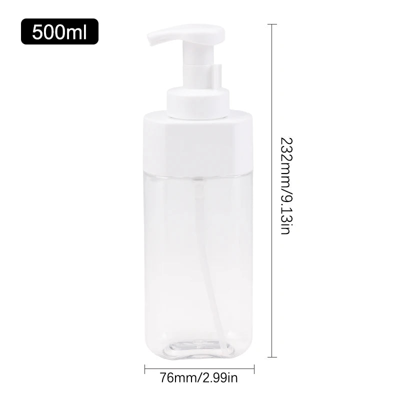 300/500ml Transparent Press Foaming Hand Soap Dispenser Empty Shower Gel Bottle Fcial Cleanser Mousse Container Travel Portable Peaceful Pleasures Health and Wellness 500ml White