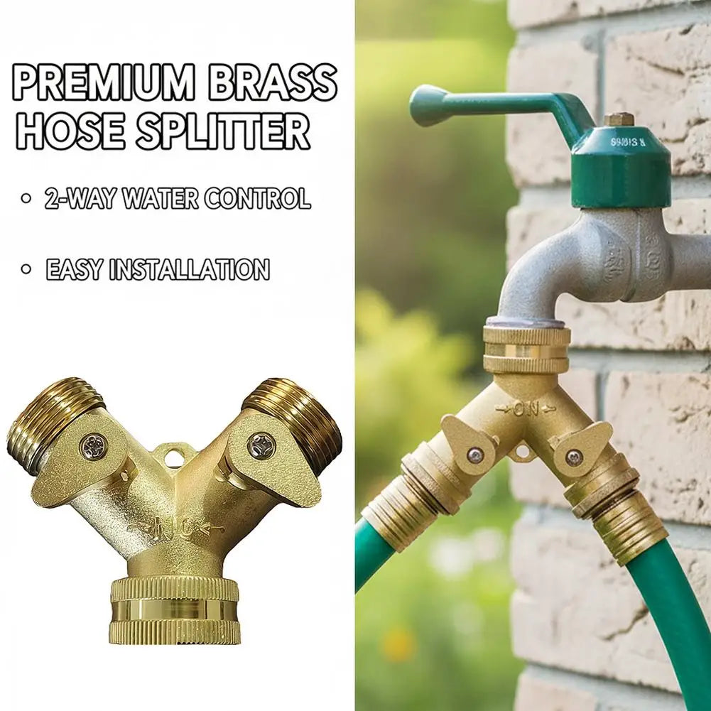 3/4" 2-Way Garden Hose Splitter with Dual Shut-Off Valves
