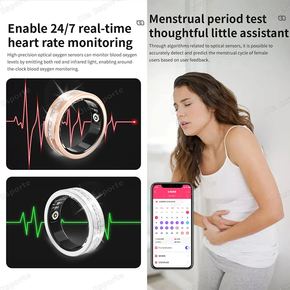 Women's Smart Ring – Heart Rate, Sleep & Fitness Tracker IP68