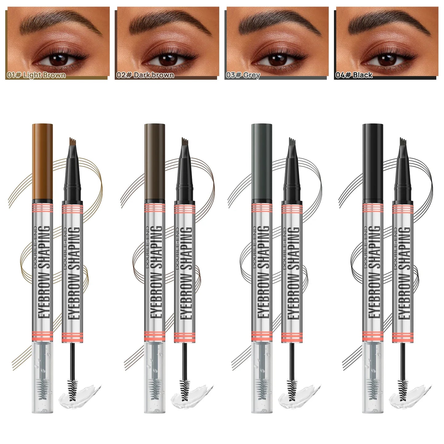 Hello Kiss 4-Fork Tip Waterproof Eyebrow Pen – 4 Colors