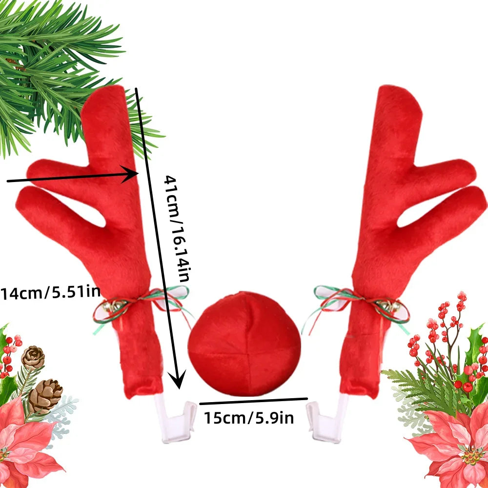Christmas Reindeer Car Decoration Kit – Antlers, Nose & Tail