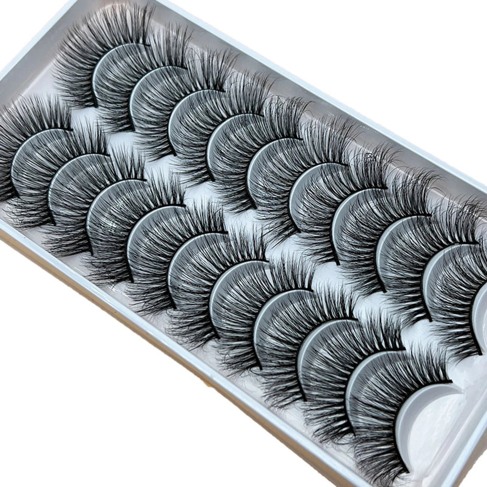10 Pairs Natural Fluffy False Eyelashes Wispy Lashes 3D Volume Strip Lashes D Curl Fake Eyelashes with Clear Band Eye Lashes Peaceful Pleasures Health and Wellness