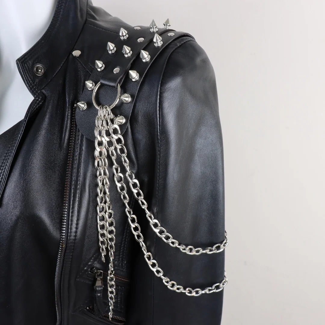 Sexy Men's Belt PU Leather Harness Strap Chest Chain Shoulder Metal