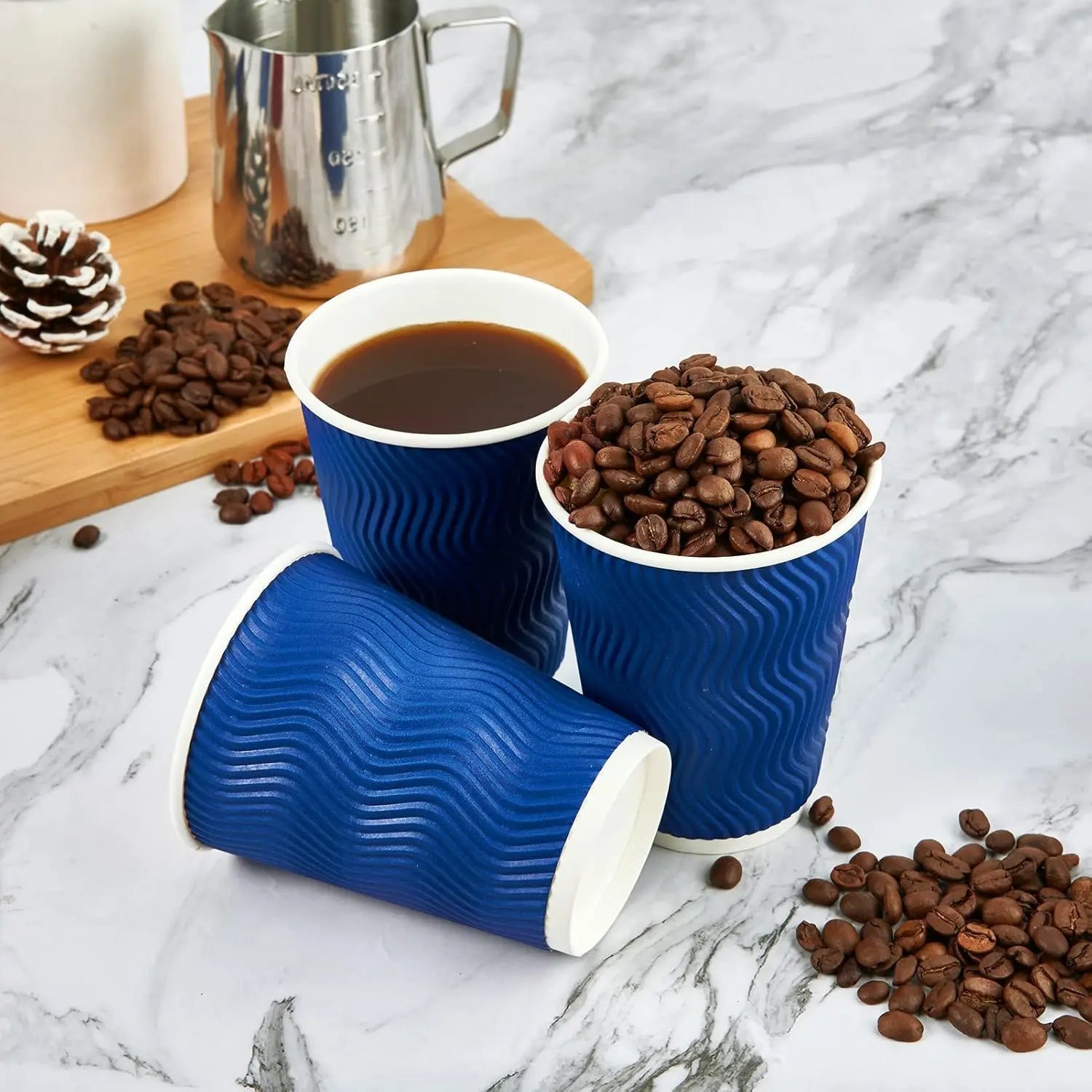 50 Pack 12 oz Disposable Coffee Cups with Lids To-Go Paper Coffee Cups for Hot Beverage Chocolate and Cocoa Coffee Bar Shop Peaceful Pleasures Health and Wellness