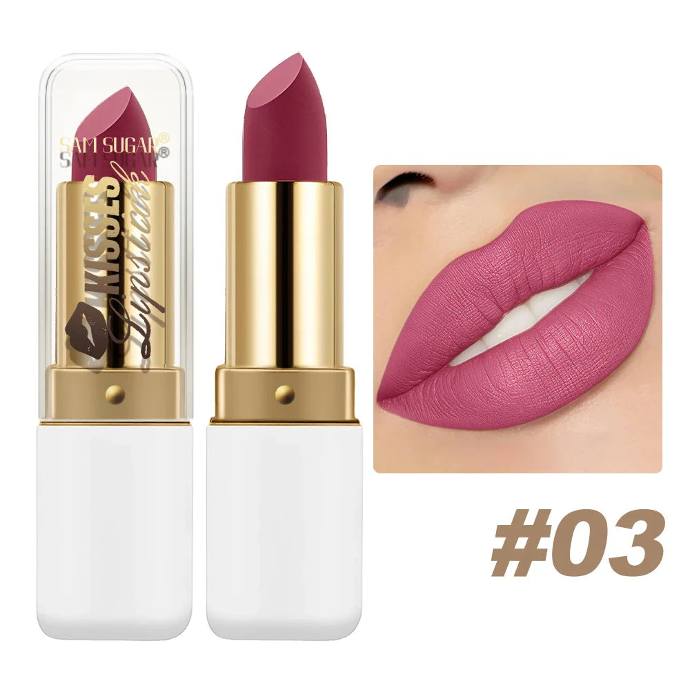 SAM SUGAR Metallic Pearlescent Lipstick – Matte Velvet Waterproof