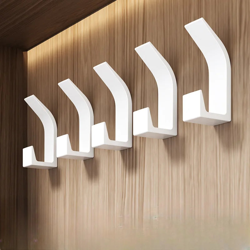 5-Piece Set without Punching Hook-Multifunctional, ABS Material, Suitable for Bedroom, Kitchen, Bathroom, Coat and Cap Storage, Peaceful Pleasures Health and Wellness WHITE