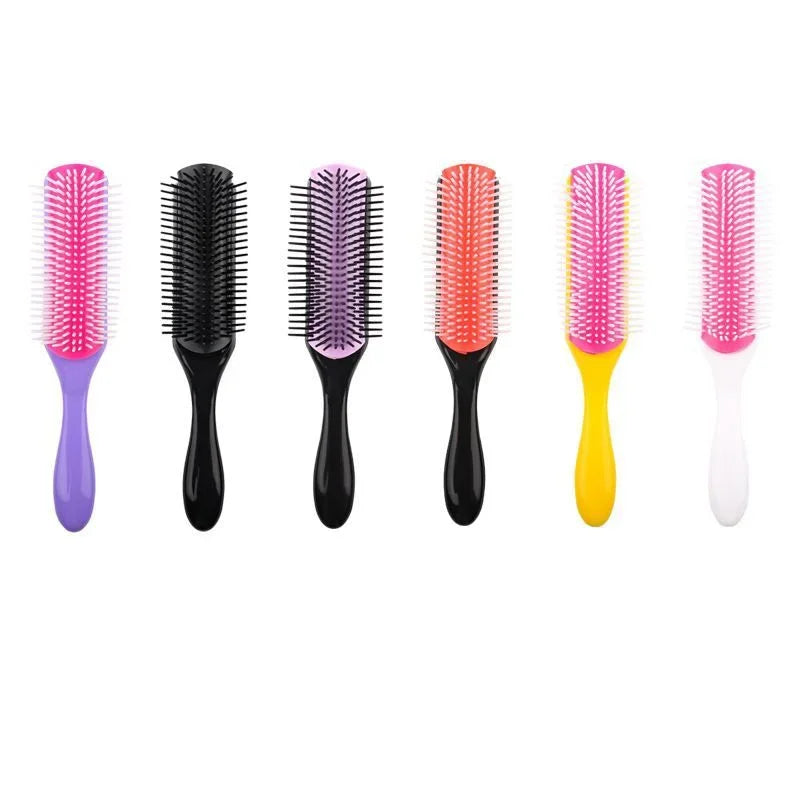 9-Rows Detangling Hair Brush Detangler Hairbrush Scalp Massager Straight Curly Wet Hair Comb for Women Men Home Salon Peaceful Pleasures Health and Wellness