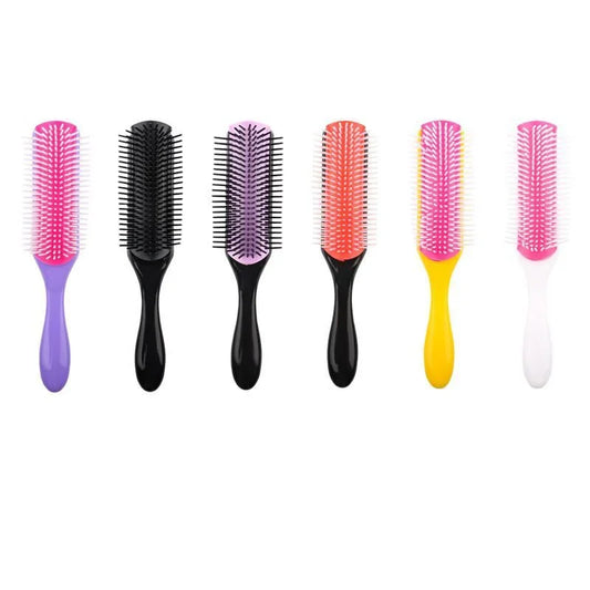 9-Rows Detangling Hair Brush Detangler Hairbrush Scalp Massager Straight Curly Wet Hair Comb for Women Men Home Salon Peaceful Pleasures Health and Wellness