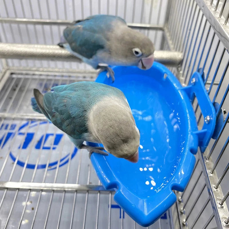 Parrot Food Tray Multifunction Creative Blue Bathtub Cage Standing Bird Toys Pet Cleaning Shower Box for Birds Peaceful Pleasures Health and Wellness