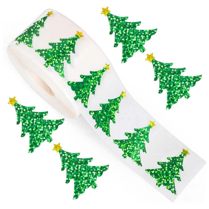Santa Hat Stickers Roll Self-adhesive Laser Glitter Christmas