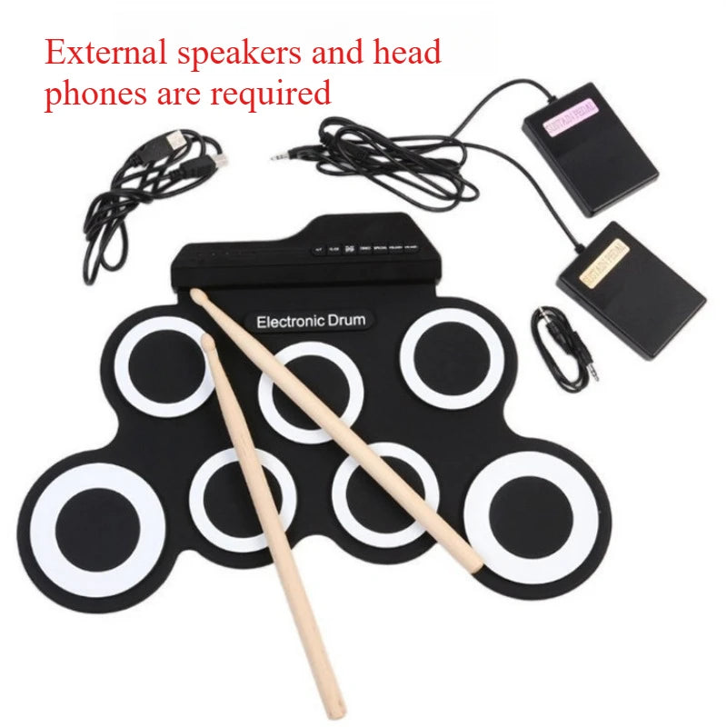 2025 Folding Silicone Hand Roll USB Electronic Drum Portable Practice