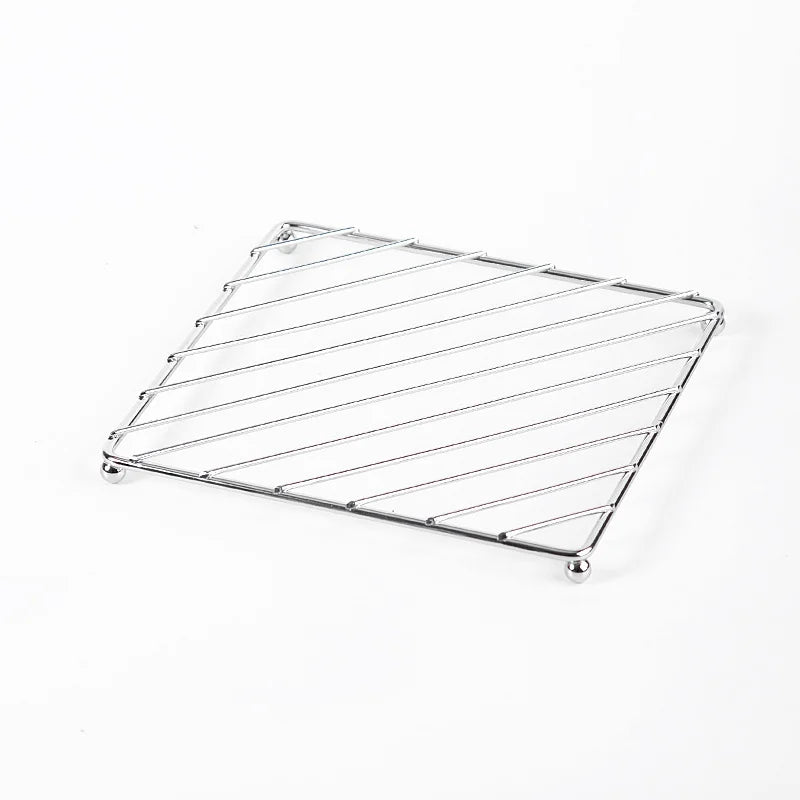 Thick Stainless Steel Pot Holder Insulation Rack, Home Kitchen Versatile Steamer Stand, Heat Resistant Bowl Dish Drying Rack Peaceful Pleasures Health and Wellness Square