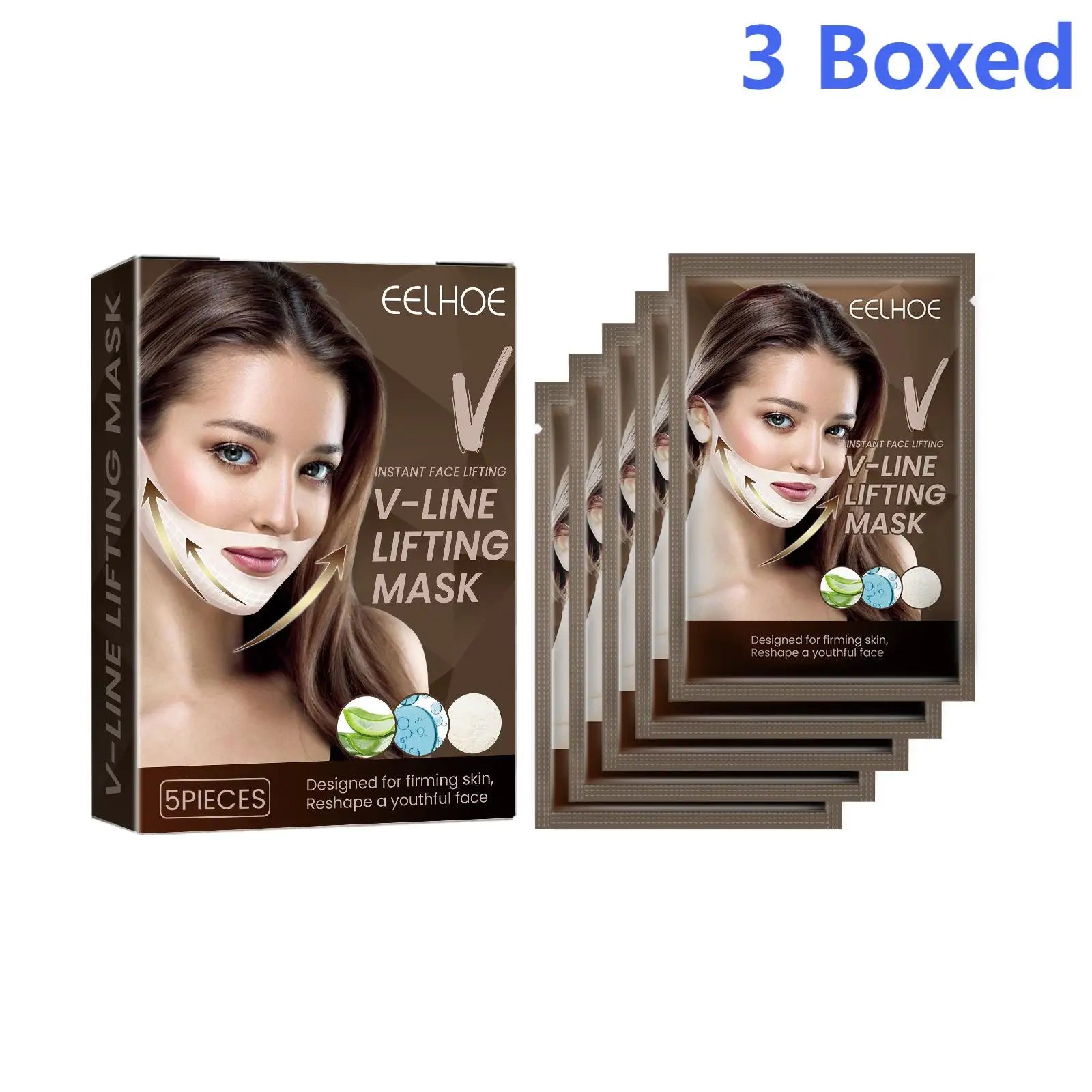 EELHOE Face Lifting Mask for Tightening Skin Peaceful Pleasures Health and Wellness 3 Boxed