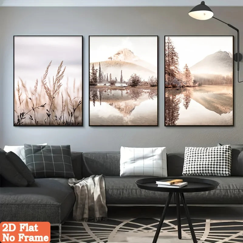 3-Piece Neutral Beige Nature Canvas Wall Art Set | Unframed Canvas Wall Art Set Peaceful Pleasures Health and Wellness