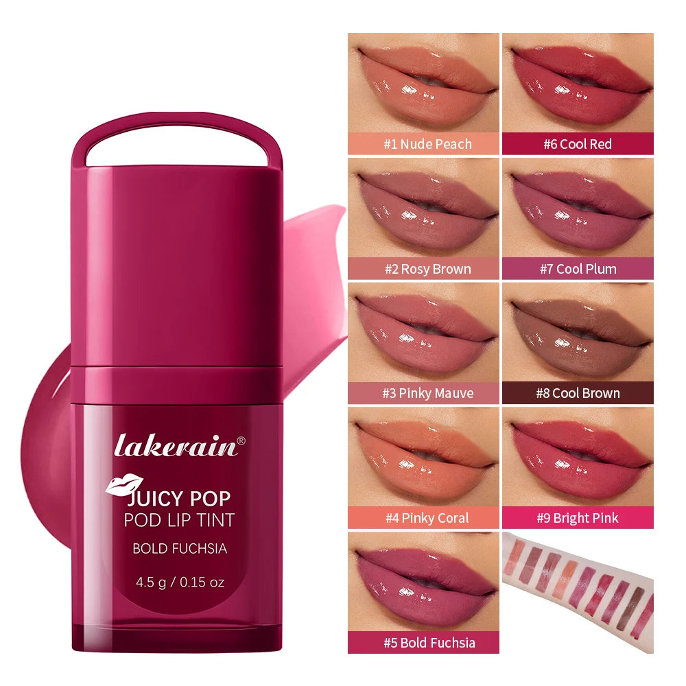 Waterproof Long Lasting JuicePop Lip Tint Box Nourishing Hydrating Lip Oil Gloss Lightweight Vivid Color Non-Sticky Lip Balm Peaceful Pleasures Health and Wellness