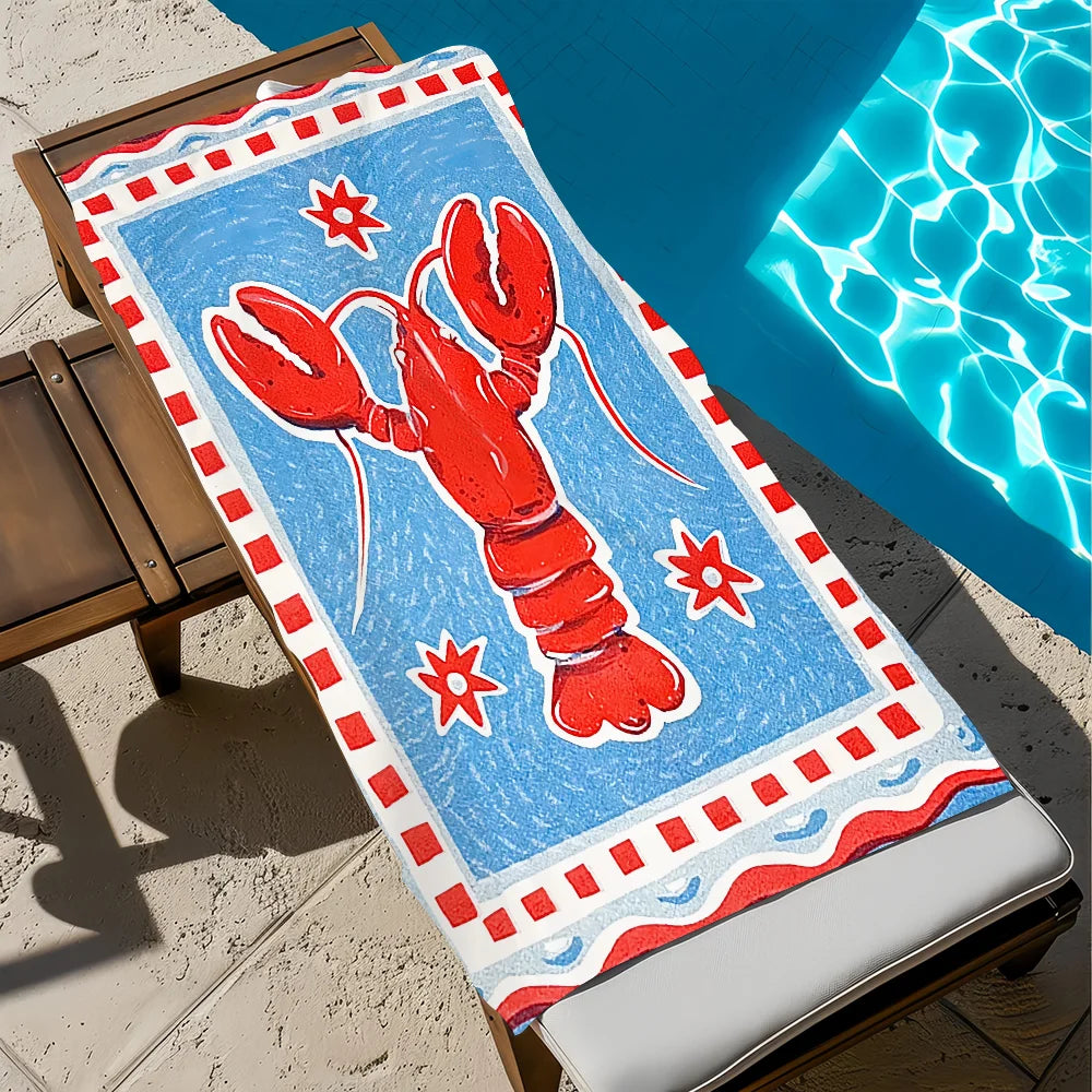 Cute Cartoon Seafood Beach Towel – Quick Dry Soft Pool Towel Quick Dry Beach Towel Peaceful Pleasures Health and Wellness z6 STJ40x70CM