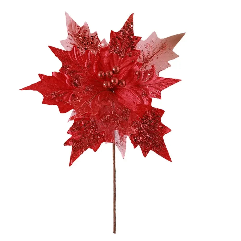 Glitter Simulated Christmas Flower Tree Decoration 30×35cm