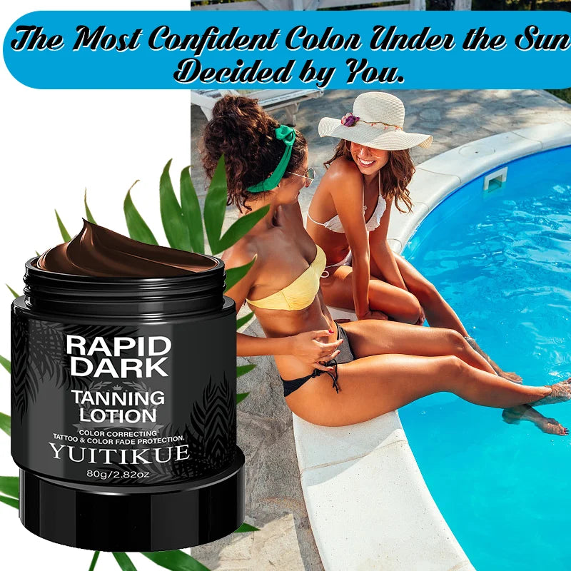 YUITIKUE Rapid Dark Tanning Lotion 80g Tattoo Protection Color Correcting Formula for Deep, Long-Lasting Bronze Glow Peaceful Pleasures Health and Wellness