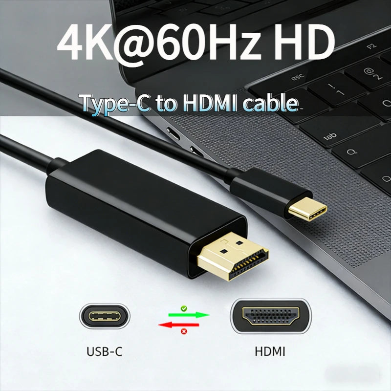 USB C To HDMI-compatible Adapter Cable Type C To HD 4k 60Hz USB C Cable Extend Screen Laptop Projector High Definition Adapter Peaceful Pleasures Health and Wellness