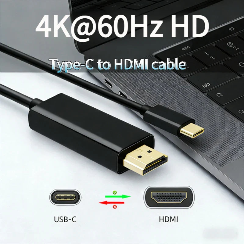 USB-C to HDMI Cable 4K 60Hz 1.8M – Laptop & Projector Adapter