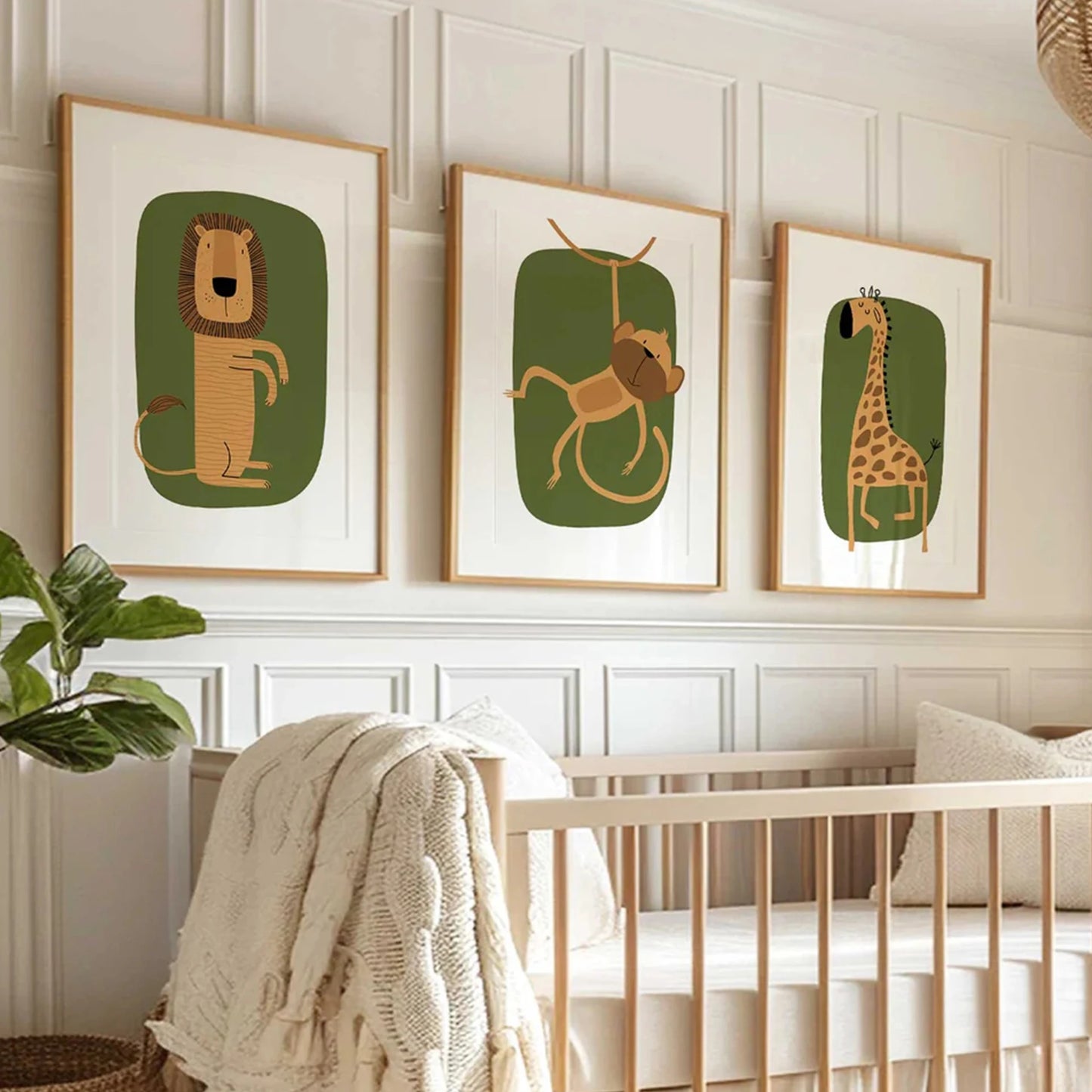 3-Piece Cartoon Animal Canvas Wall Art | Kids Room Decor