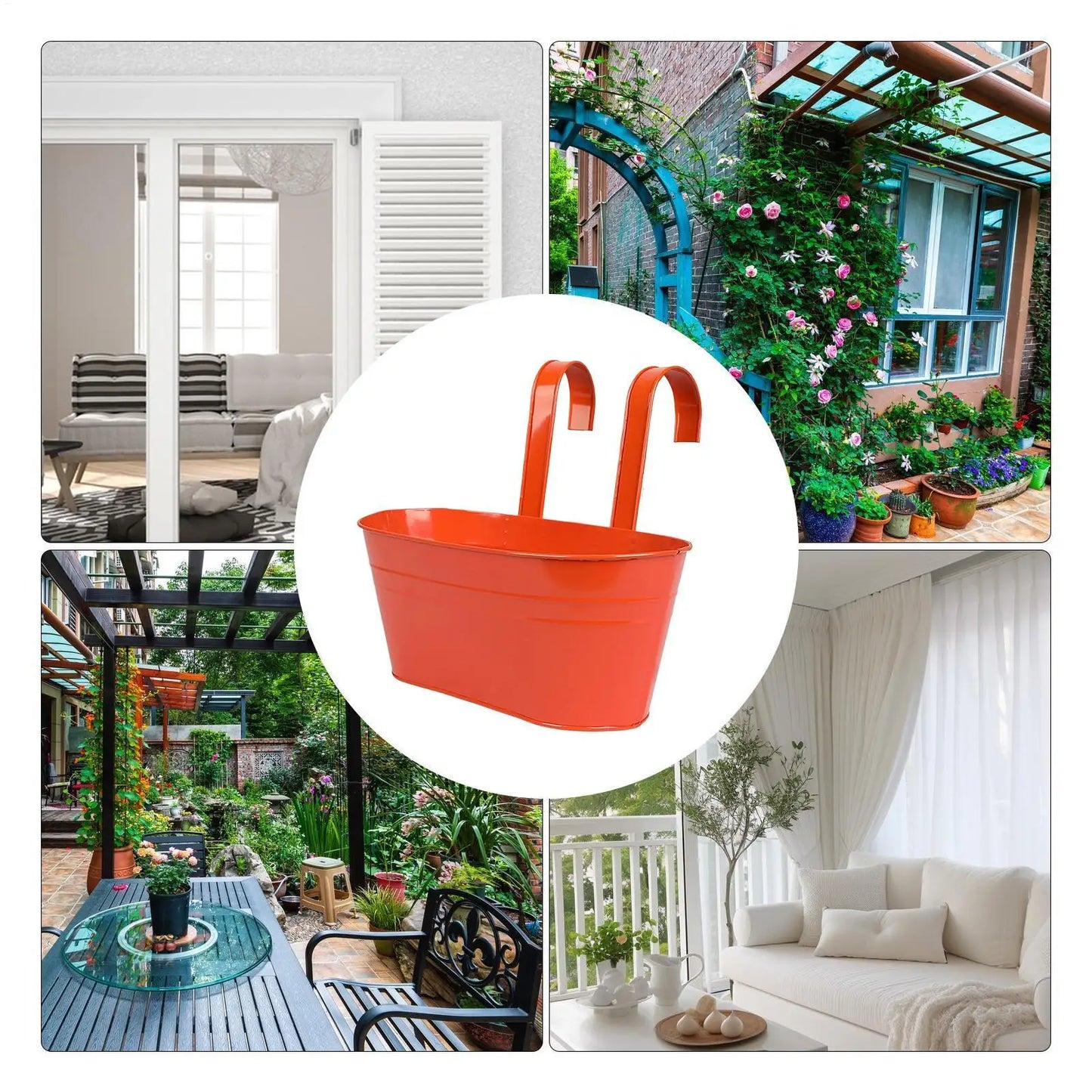 Metal Hanging Flower Pots | Balcony Railing Planter for Fence