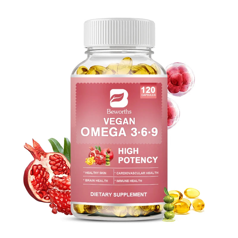Omega 3-6-9 Capsules – Fatty Acids for Brain, Skin, Heart & Immune Health | 120 Count Peaceful Pleasures Health and Wellness 120pcs 2bottle United States