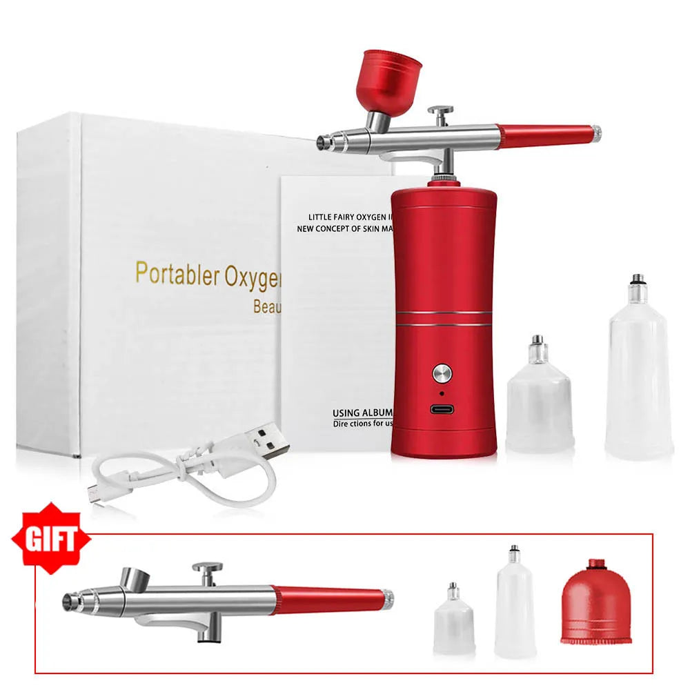 Airbrush with Compressor Airbrush Painting Mini Spray Gun for Painting Wireless Electric Paint Gun Airbrush Kit with Compressor Peaceful Pleasures Health and Wellness Red Kit