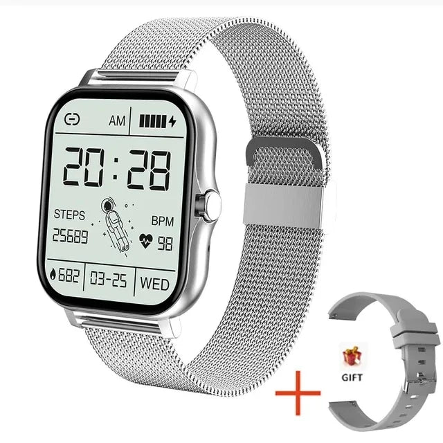 Fashion Bluetooth Calls Smartwatch 1.83 Inch Touch Screen Heart Rate Blood Oxygen Sleep Monitor Waterproof Smart Watch Women Men Peaceful Pleasures Health and Wellness Silver Milan