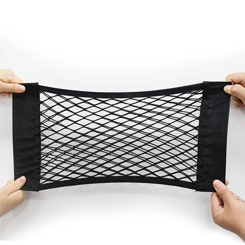 Self-Adhesive Magic Tape Car Trunk Mesh Storage Organizer Elastic Cargo Net Pocket Universal Trunk Seat Back Storage Accessories Peaceful Pleasures Health and Wellness